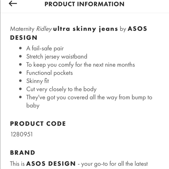 like new! asos design maternity jeans | US 8 - Picture 5 of 7